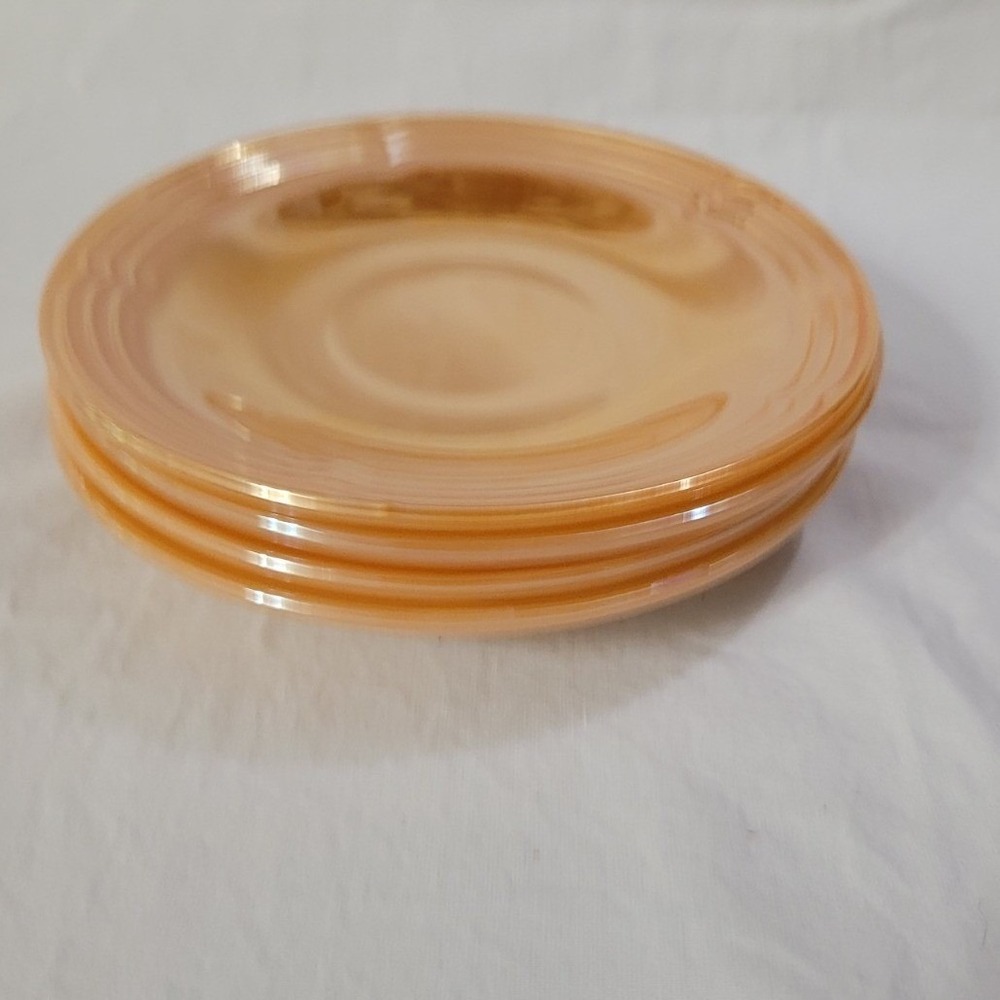 Fire King Peach Lustre Saucer Dish 6" 4 Count